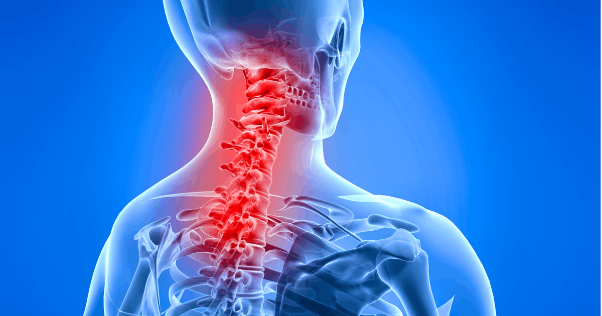 blue skeletal vector with neck glowing red