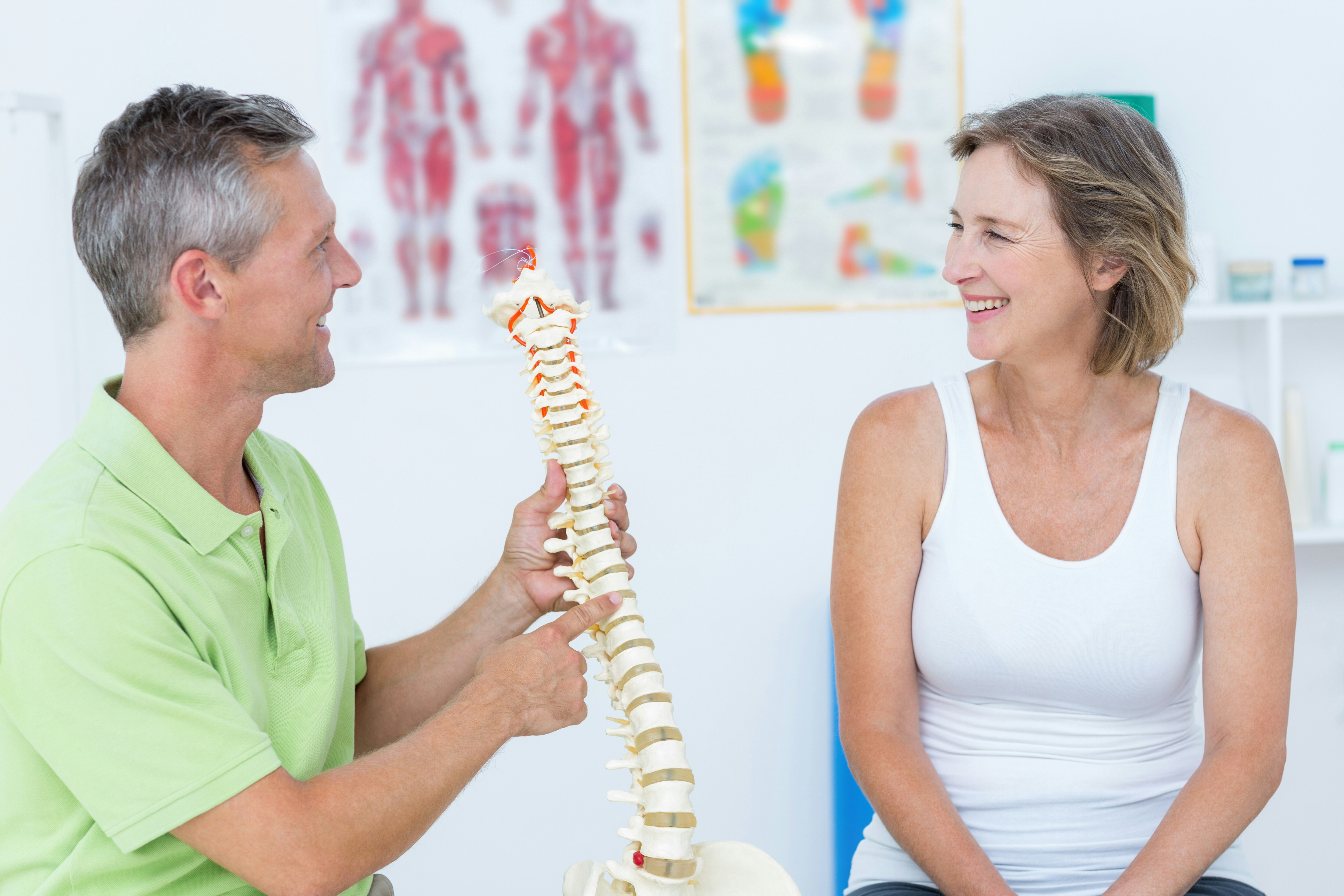 Doctor showing anatomical spine