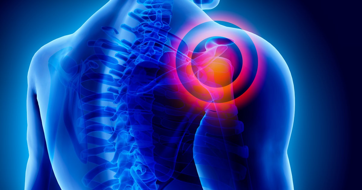 blue skeletal vector upper back right shoulder blade glowing red