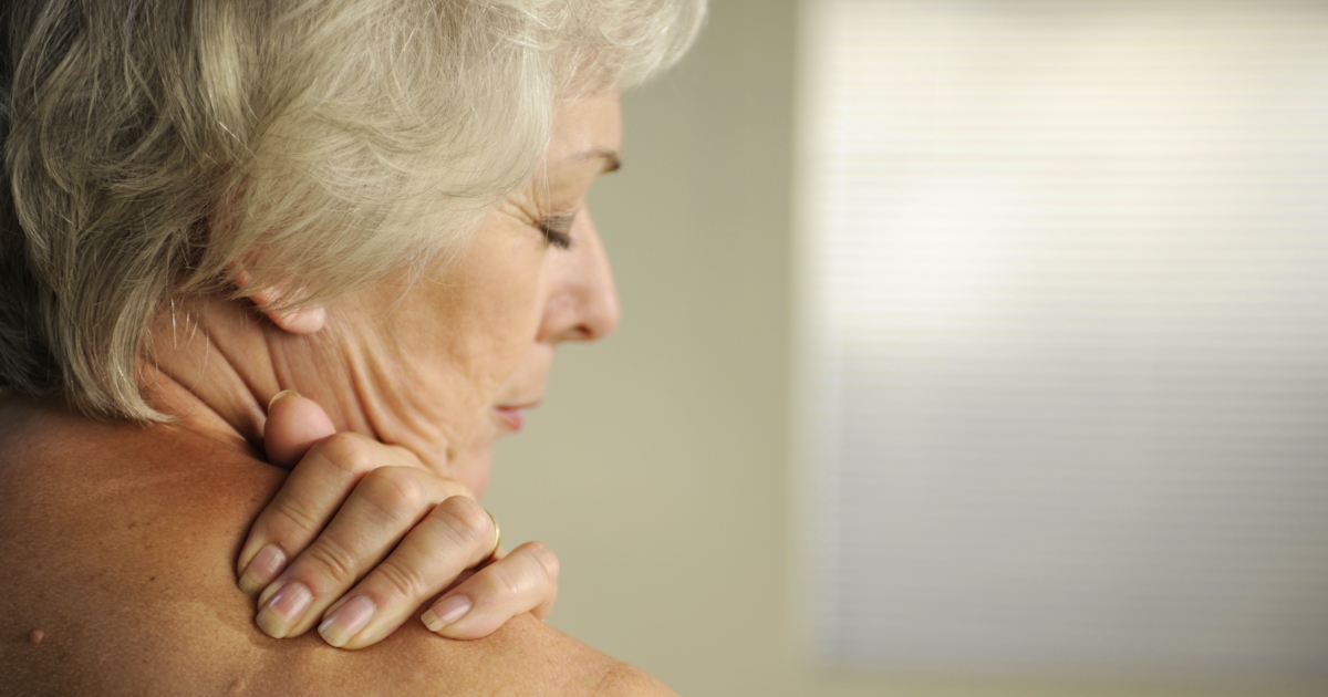senior with neck pain